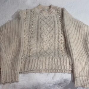 Oversized Zara sweater with pearl and tulle design size medium